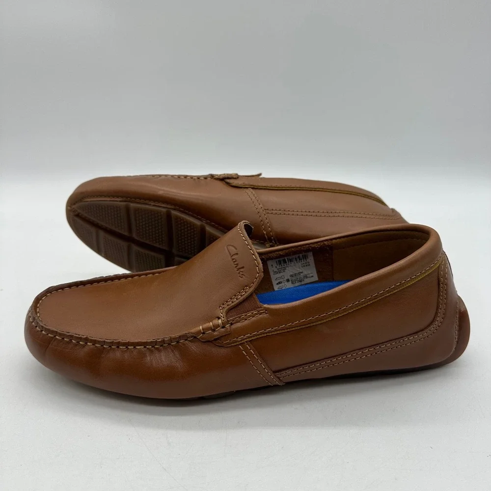 Clarks 63544 Mens Size 9 Markman Plain Tan Leather Driving Loafer Moccasin Shoes
